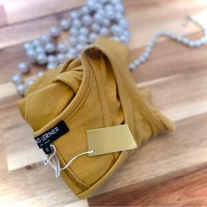 DAVID LERNER | S | Bridgette Knit Mustard Gold High Neck Ruffle Linen Blend Tank